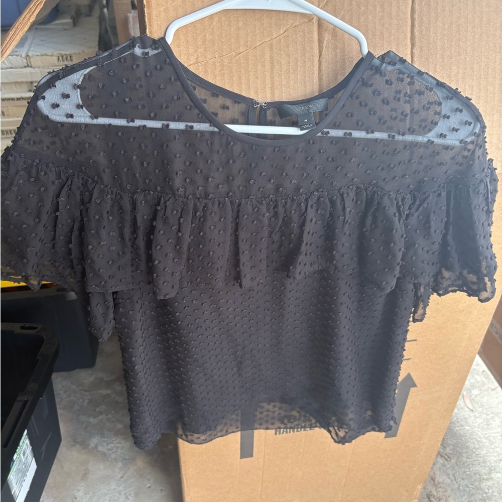 J. Crew Black Textured Blouse